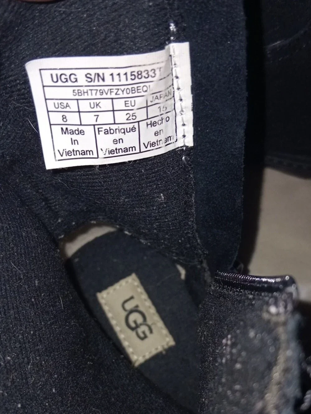 UGG Kids Black Suede Side-Zip Ankle Boots